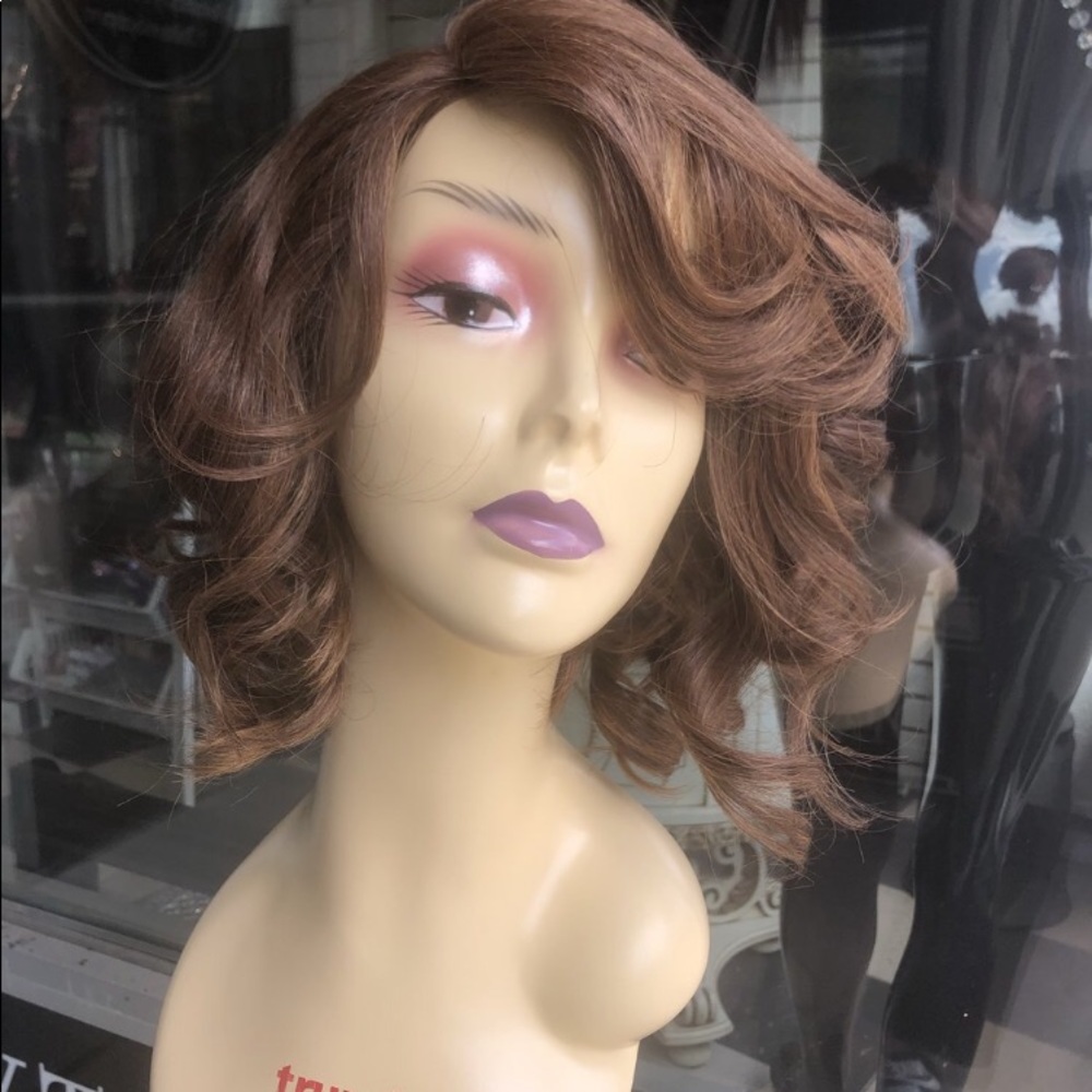 Asymmetrical bob wig copper brown